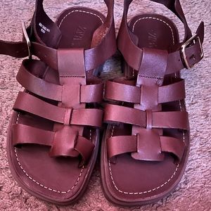 Lug sole Leather brown Zara